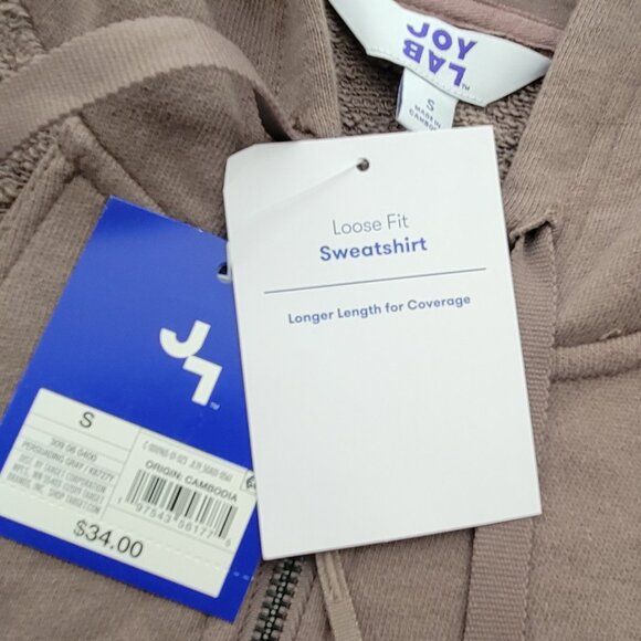 JoyLab Taupe Neutral Longline Zip Up Hooded Jacket Oversized Relaxed Fit NEW - Picture 10 of 15
